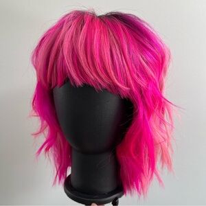 SOLD - Pink Rooted Full Lace Custom Coloured Human Hair Wig.